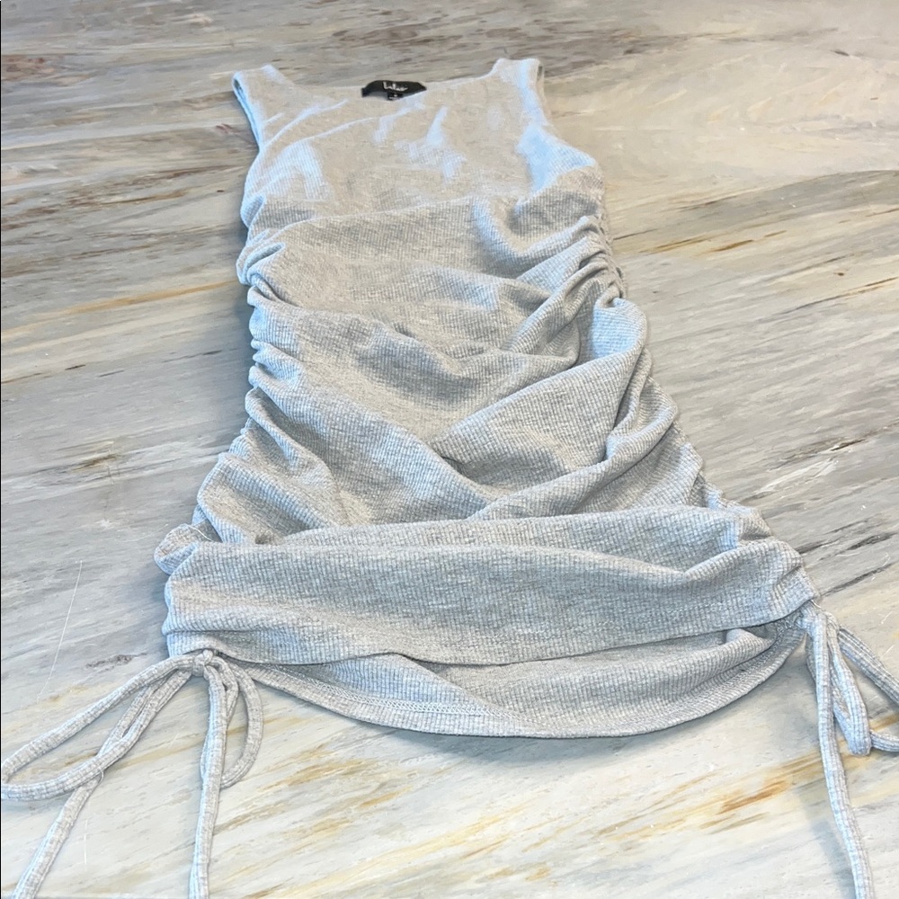 Lulu's Heather Gray Ribbed Mini Dress Size Small - Picture 3 of 4